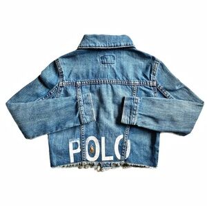 Polo Ralph Lauren Jean Jacket Youth Blue Denim Spell Out Logo Cropped Girl's 6x